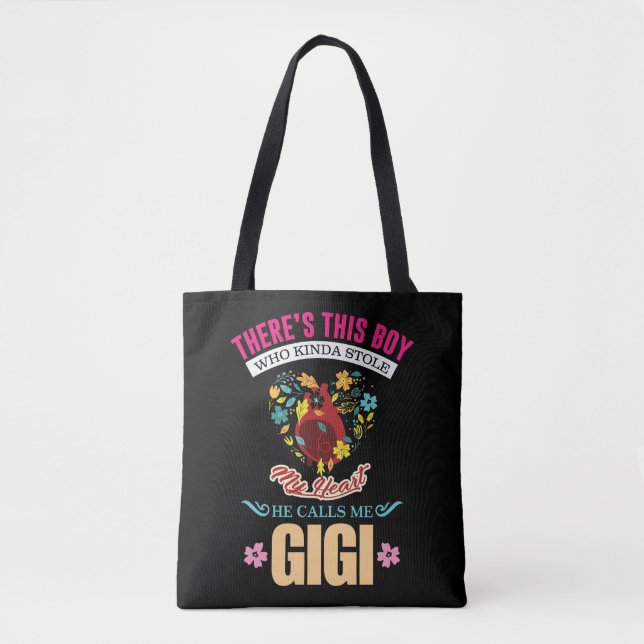 Cute Grandma Heart Best Gigi Grandmother Tote Bag (Front)
