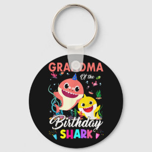 Cute Grandma Of The Birthday Family Shark Boy Girl Key Ring