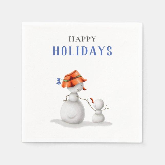 Cute Grandma Snowman Christmas Party Napkin (Front)