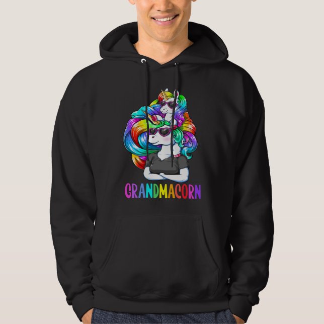 Cute Grandmacorn Unicorn Costume Grandma Mom Mothe Hoodie (Front)