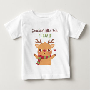 Cute Grandma's Little Deer, Red Nosed Reindeer Baby T-Shirt