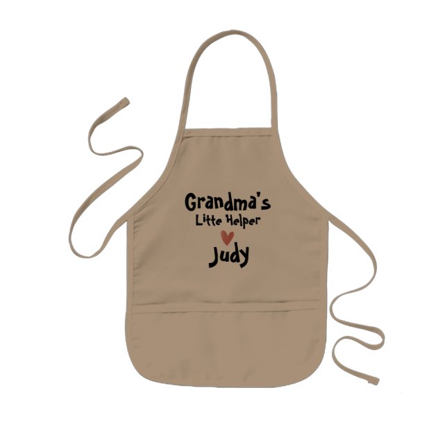 Cute Grandmas Little Helper Script Heart Custom Kids Apron (Front)