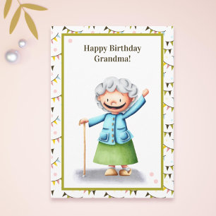 Cute Grandmother Personalised Birthday Card