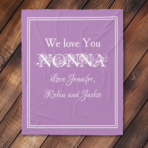 Cute Grandmother We Love NONNA Personalised Family Fleece Blanket