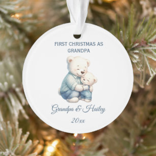 Cute Grandpa Bears Personalised Christmas  Ornament