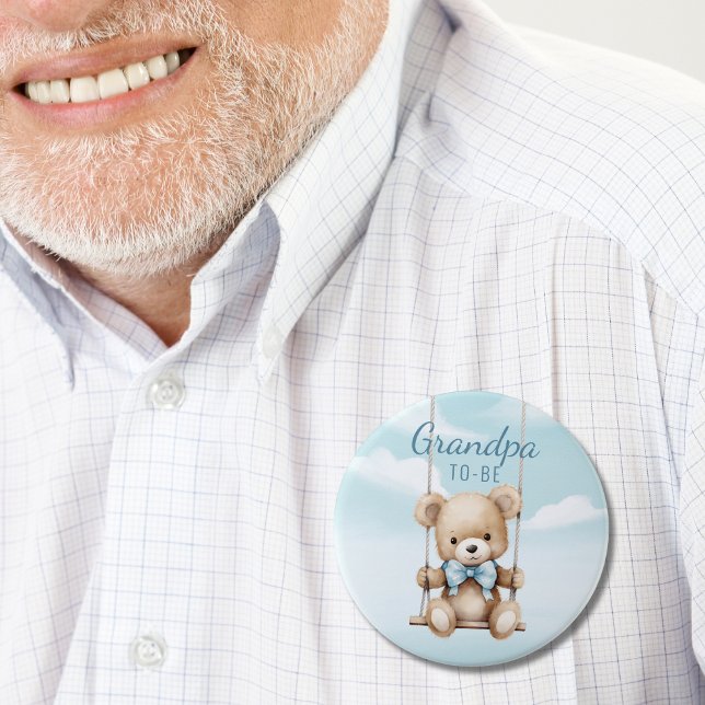 Cute Grandpa To Be Teddy Bear Baby Shower Button (Creator Uploaded)