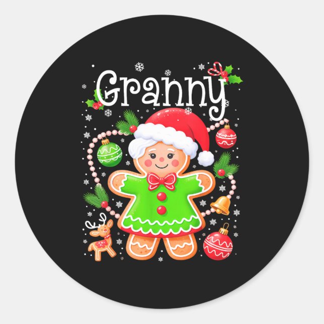 Cute Granny Gingerbread Family Matching Christmas  Classic Round Sticker (Front)