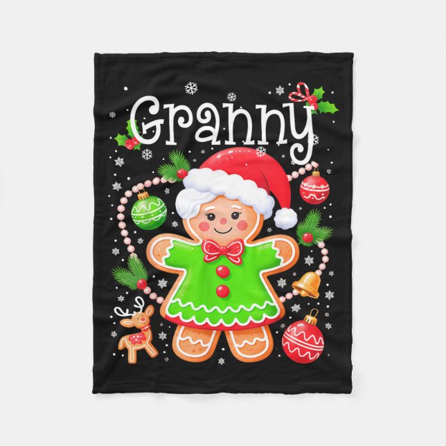 Cute Granny Gingerbread Family Matching Christmas  Fleece Blanket (Front)