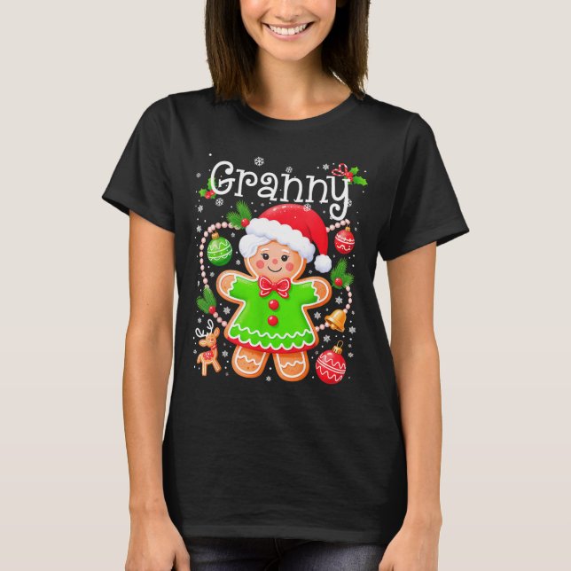 Cute Granny Gingerbread Family Matching Christmas  T-Shirt (Front)
