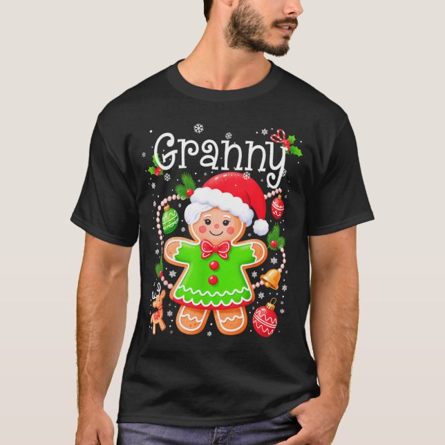 Cute Granny Gingerbread Family Matching Christmas  T-Shirt (Front)
