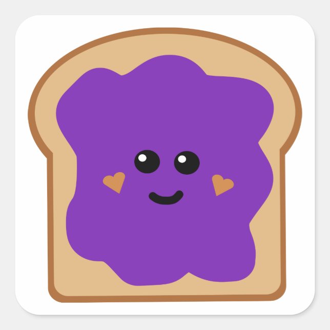 Cute Grape Jelly Bread Square Sticker (Front)