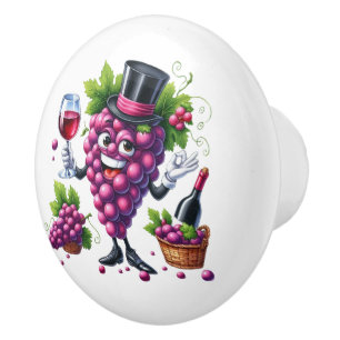Cute grape wine lovers bar mancave ceramic knob