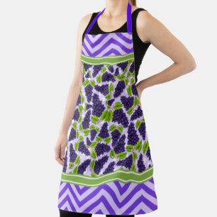 Cute Grapes Polka Dot & Chevron Purple Apron