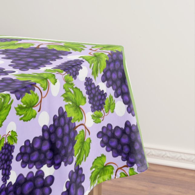 Cute Grapes Polka Dot & Chevron Purple Tablecloth (In Situ)