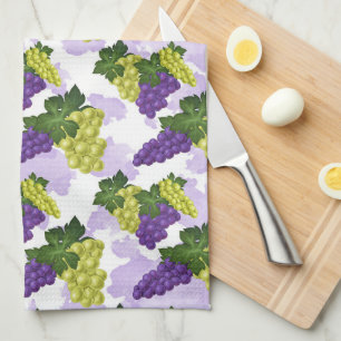 Cute grapes tiled fruit pattern kitchen tea towel