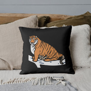 Cute Graphic Animal Big Cat Wildlife Tiger Black Cushion