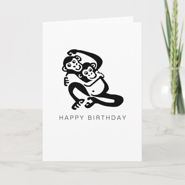 Cute Graphic BONOBO - Chimpanzee - Wildlife -  Card (Front)