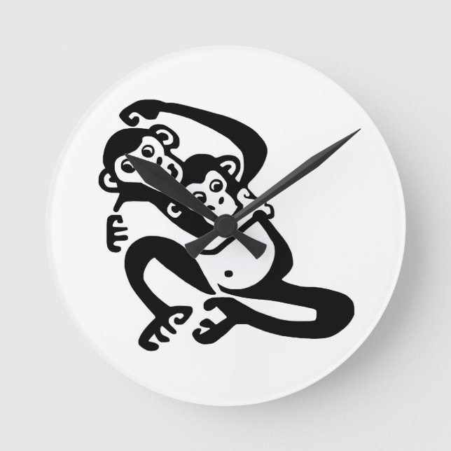 Cute graphic - BONOBO - Chimpanzee  - wildlife Round Clock (Front)