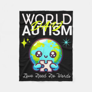 Cute Graphic Earth Autism Day Dad Mum Boys Girls L Fleece Blanket