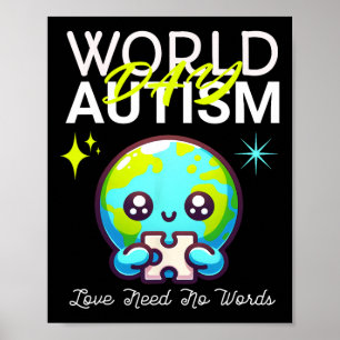 Cute Graphic Earth Autism Day Dad Mum Boys Girls L Poster