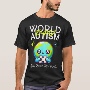 Cute Graphic Earth Autism Day Dad Mum Boys Girls L T-Shirt