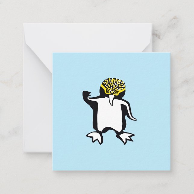 Cute Graphic PENGUIN- Wild animals- Ocean Blue Card (Front)
