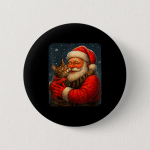 Cute Graphic Santa Hug Cat Christmas Xmas Women Me 6 Cm Round Badge