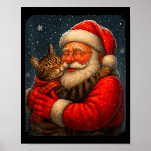 Cute Graphic Santa Hug Cat Christmas Xmas Women Me Poster