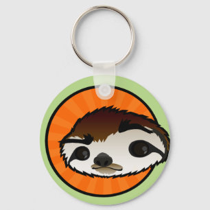 CUTE GRAPHIC SLOTH ILLUSTRATION ROUND KEYCHAIN