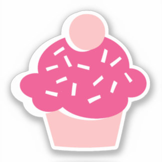 Cute Graphic Style Pink Cupcake Scrapbook Sticker