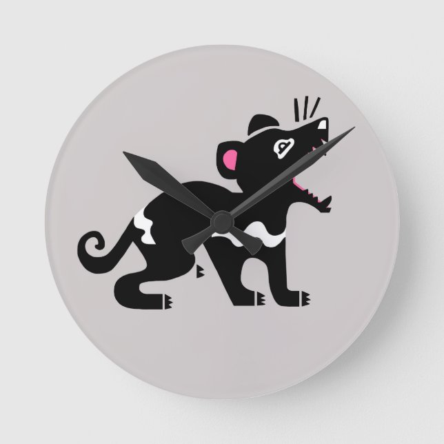  Cute graphic -  Tasmanian devil - Wildlife -Grey Round Clock (Front)
