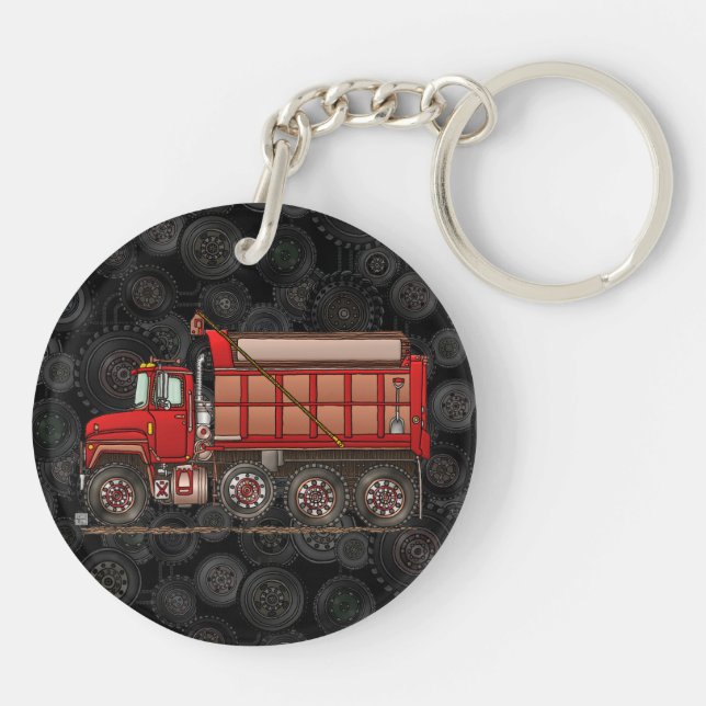 Cute Gravel Dump Truck Key Ring (Back)