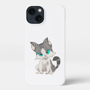 CUTE GRAY AND BEIGE LITTLE KITTEN WITH BLUE EYES iPhone 13 CASE