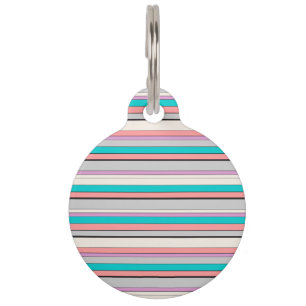 Cute gray aqua stripes pet tag