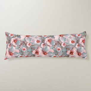 Cute Gray Blue Flowers Body Cushion