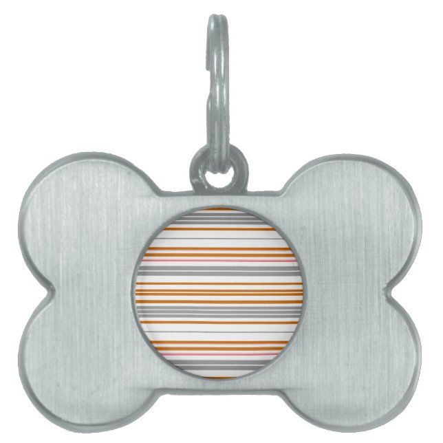 Cute gray brown stripes pet ID tag (Front)