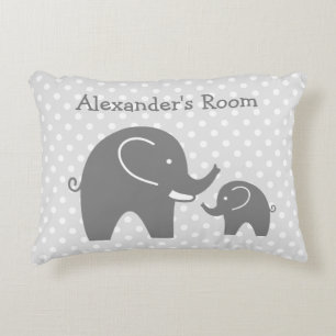 Cute gray elephants accent pillow for kids room