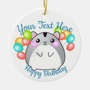 Cute Gray Kawaii Hamster Ceramic Ornament