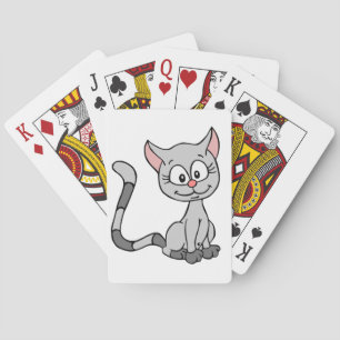 CUTE GRAY LITTLE KITTEN WITH A NICE SMILE PLAYING CARDS