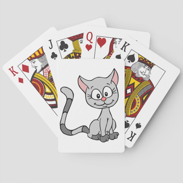 CUTE GRAY LITTLE KITTEN WITH A NICE SMILE PLAYING CARDS (Back)