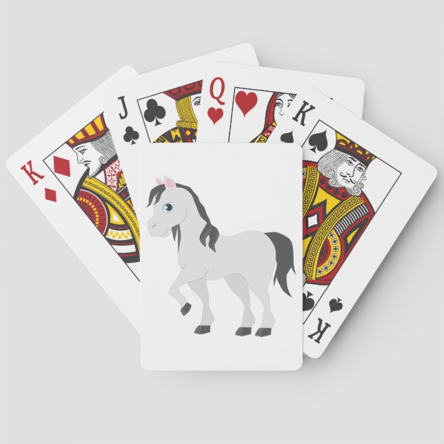 Cute Gray Pony Cartoon Whimsical Horse Playing Cards (Back)