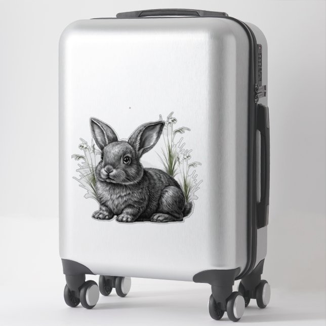 Cute Gray Rabbit Among the Grass (Suitcase)