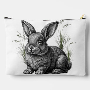 Cute Gray Rabbit Among the Grass Accessory Pouch