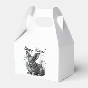 Cute Gray Rabbit Among the Grass Happy Easter Favour Box