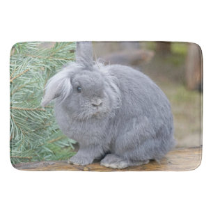 Cute gray rabbit   bath mat