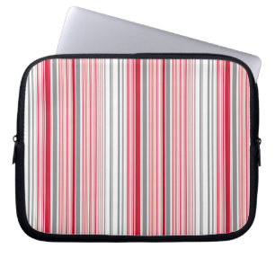 Cute gray red stripes laptop sleeve