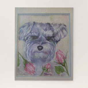 Cute Gray Schnauzer Puppy Jigsaw Puzzle