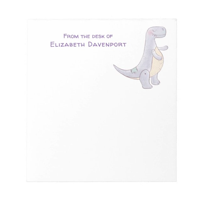 Cute Gray Tyrannosaurus Rex Dinosaur Toy Notepad (Front)