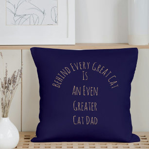 Cute Great Cat Dad Quote Gift Navy Blue Template Cushion