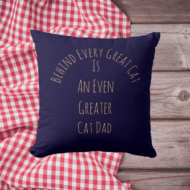 Cute Great Cat Dad Quote Gift Navy Blue Template Cushion (Creator Uploaded)